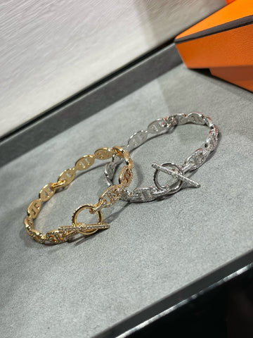 Chaine Dancre Enchainee Diamond Silver Bracelet 255
