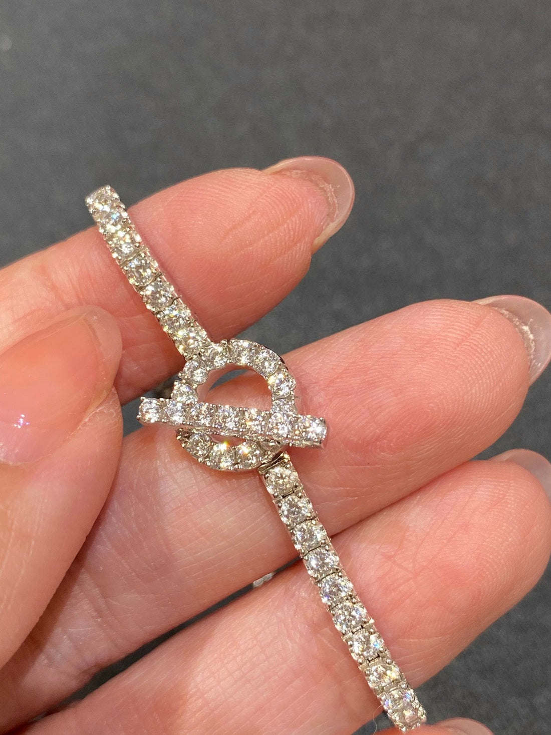 Hm Silver Chaine D’ancre Closure Diamond Finesse Bracelet