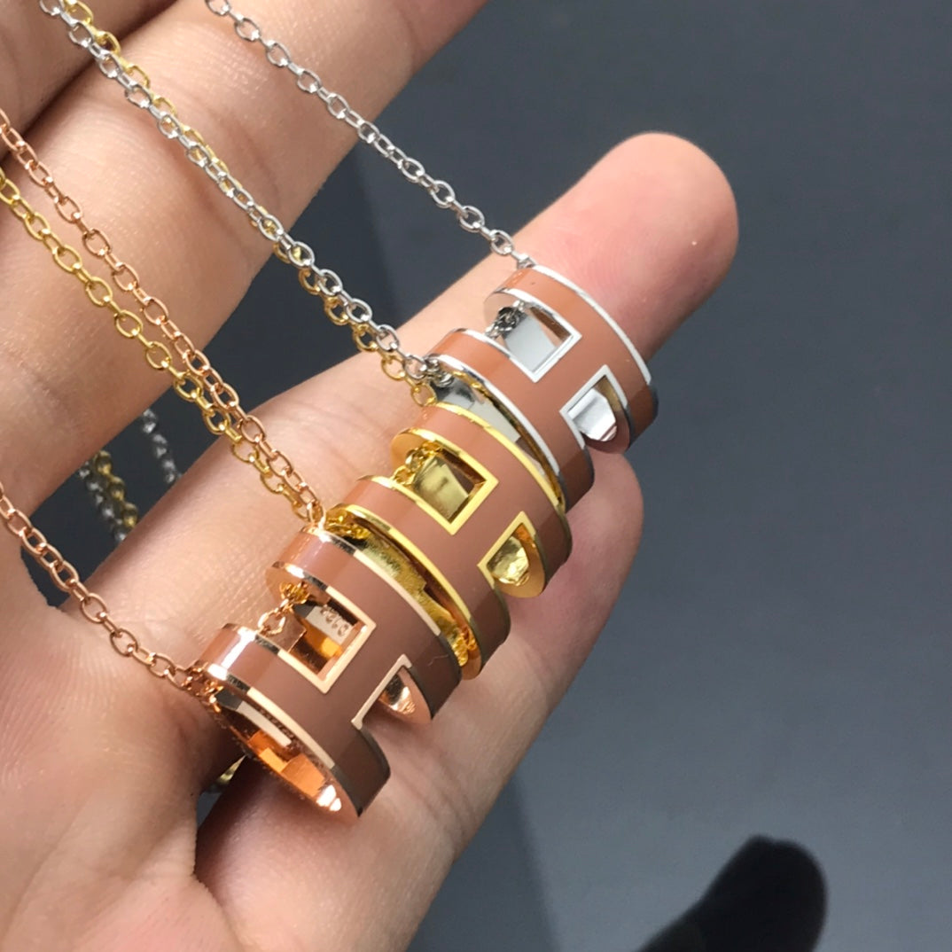 H Necklace Brown