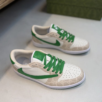 GG Low Travis Green White Leather