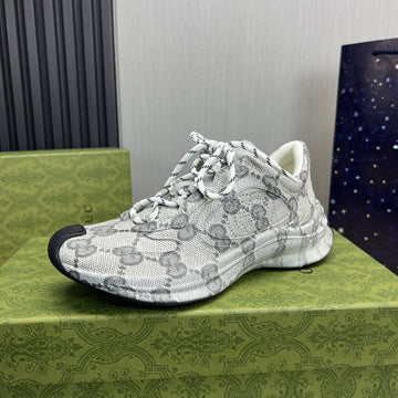 GG Run Grey Leather Sneakers