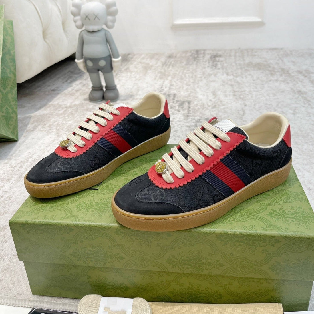 GG Sneakers Ardesia Black Red Leather