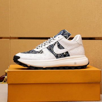 LV High-End Classic White Black And White Suede Men's Shoes