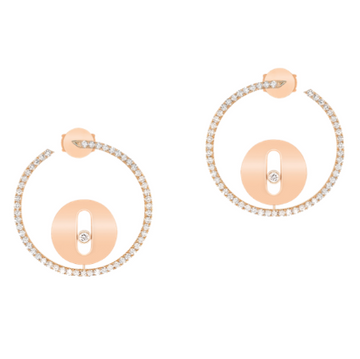 Creoles Lucky Move Pm Pink Gold Diamond Earrings