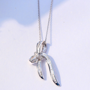 Gra Silver Diamond Paved Necklace