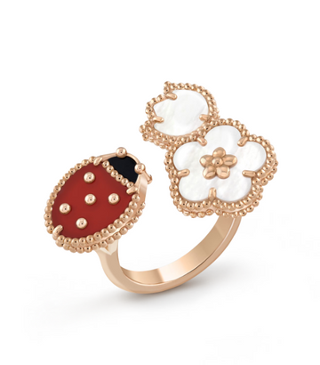 Lucky Spring 3 Motif Pink Gold Ring