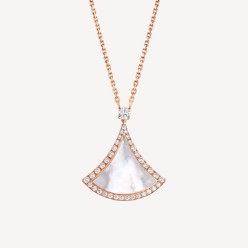 Dream Mop Diamond Paved Pink Gold Necklace