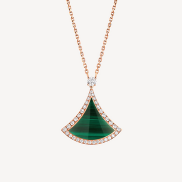 Dream Malachite Diamond Paved Pink Gold Necklace