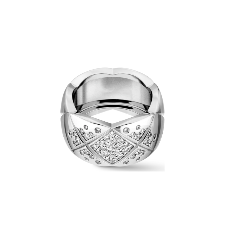 Coco Crush 10MM Quilted Diamond Silver Ring