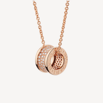 Zero 1 Diamond Paved Pink Gold Necklace