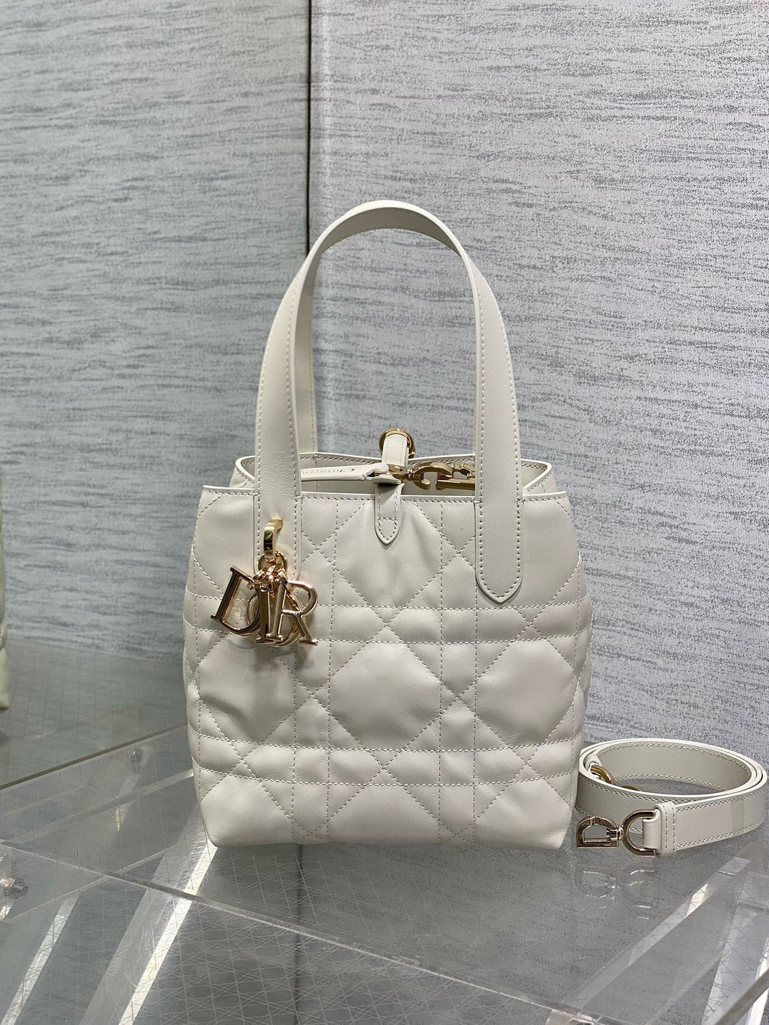 CD Small Toujours Vertical 18CM White Calfskin