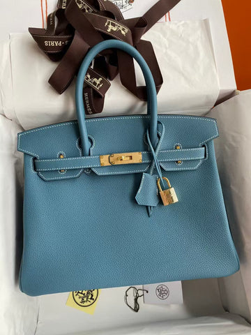 HM Birkin 30CM Jean Blue Togo Leather Gold Hardware