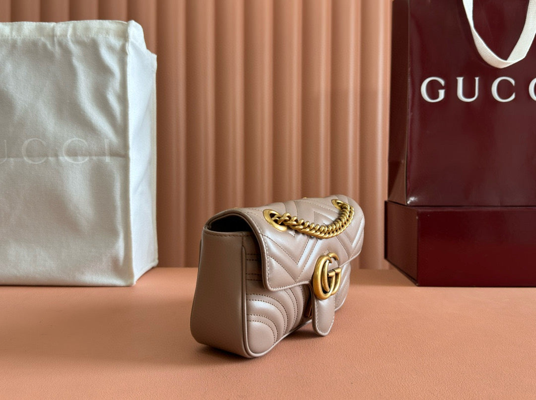 Gc Marmont Matelassé Bag Nude Leather