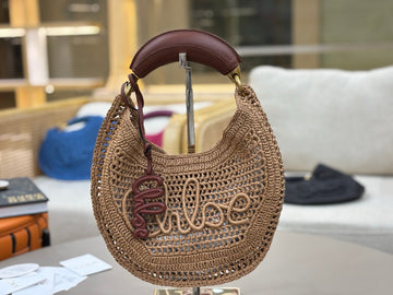 Chloé 2025 Summer Banana Hobo Bag Summery Brown In Raffia
