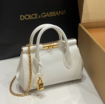Dolce & Gabbana Mini Marlene 19CM Bag In White Calfskin