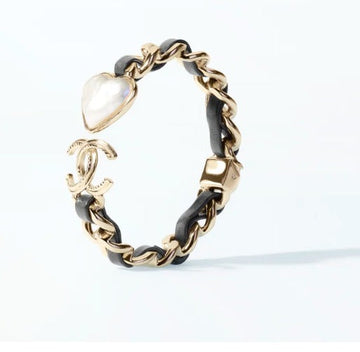 CC Heart White Mop Gold Diamond Bracelet