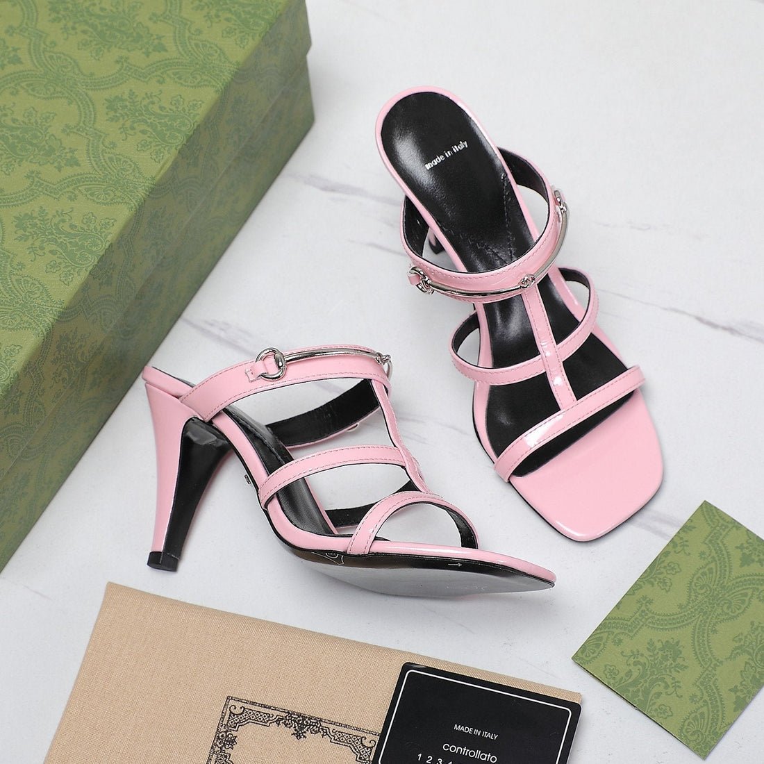GG Slim Horsebit Slide Sandal White