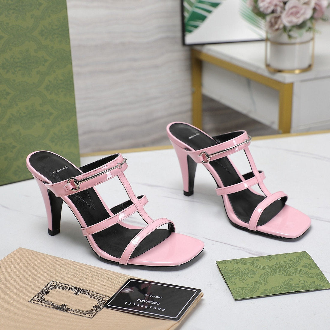 GG Slim Horsebit Slide Sandal Pink