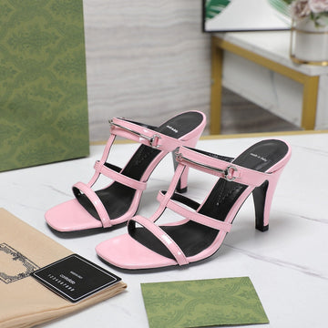 GG Slim Horsebit Slide Sandal White