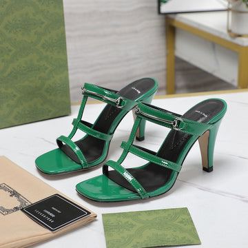 GG Slim Horsebit Slide Sandal Green