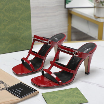GG Slim Horsebit Slide Sandal Red