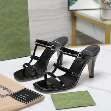 GG Slim Horsebit Slide Sandal Black
