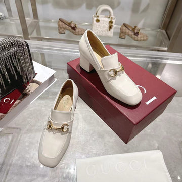 GG Women's Loafer Pump 55MM Horsebit Ivory Soft Cowhide 502607