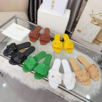 CD 26S Floral Flat Slippers Leather