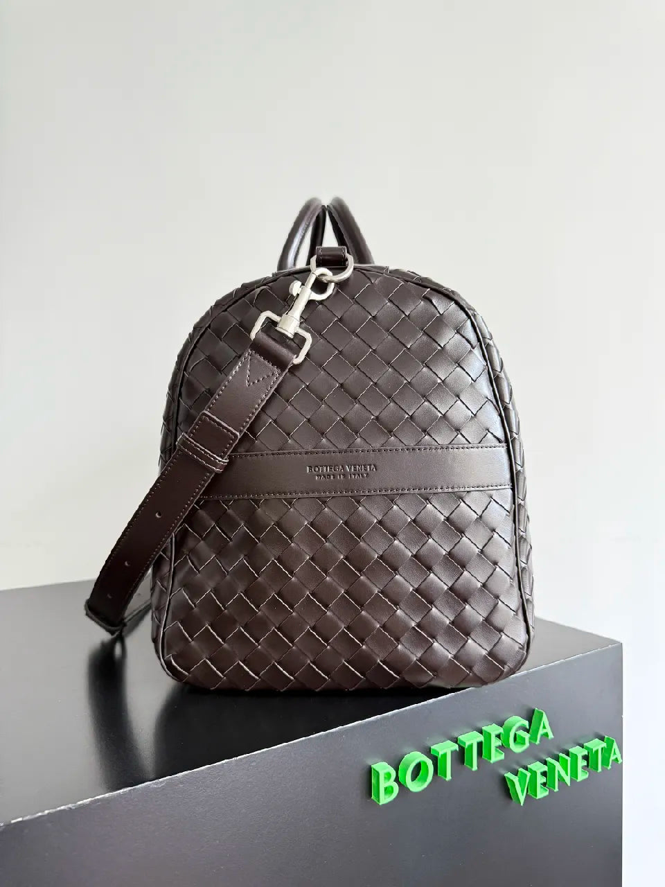 Bv 25S Bottega Veneta Duffel Bag Deep Brown Intrecciato Leather