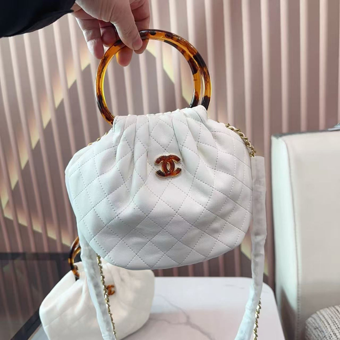 CC 26S Pouch Bag White Calfskin