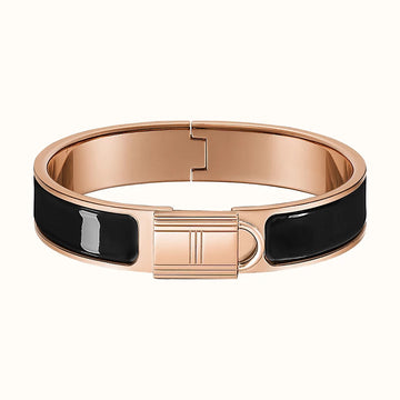 H Lock Black Pink Gold Bracelet 12MM