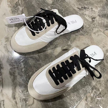 Pra 26S Mule Sneaker White Grey Suede Canvas