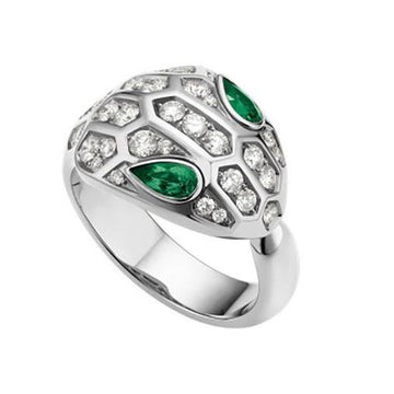 Serpenti Ring Snake Malachite Silver Diamond