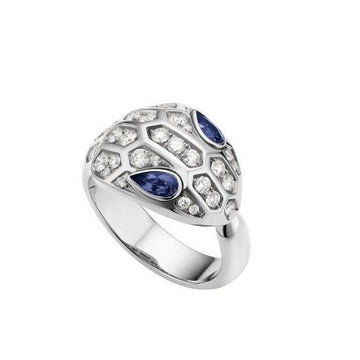 Serpenti Ring Snake Agate Silver Diamond