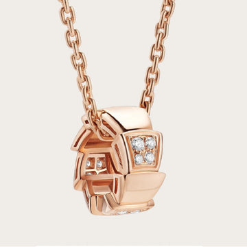 Serpenti Pedant Diamond Pink Gold Necklace