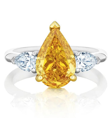 Promise Pear Shape Yellow Silver Diamond Ring