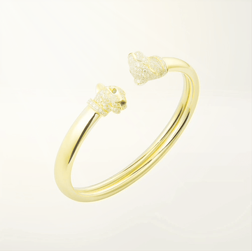 Double Panthere Gold Diamond Open Bracelet