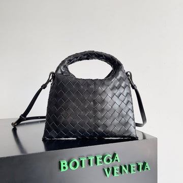 Bv Mini Hop Hobo Bag Black Intrecciato Calfskin
