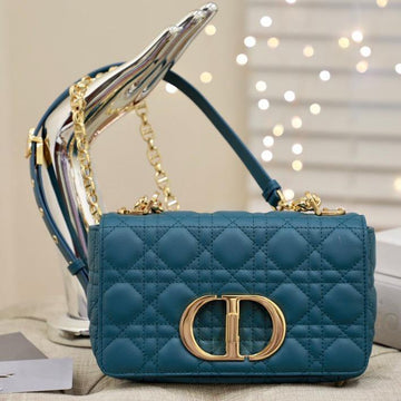 Small Caro Bag Deep Ocean Blue Supple Cannage Calfskin