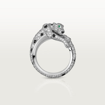 Panthere Diamond Onyx Silver Ring