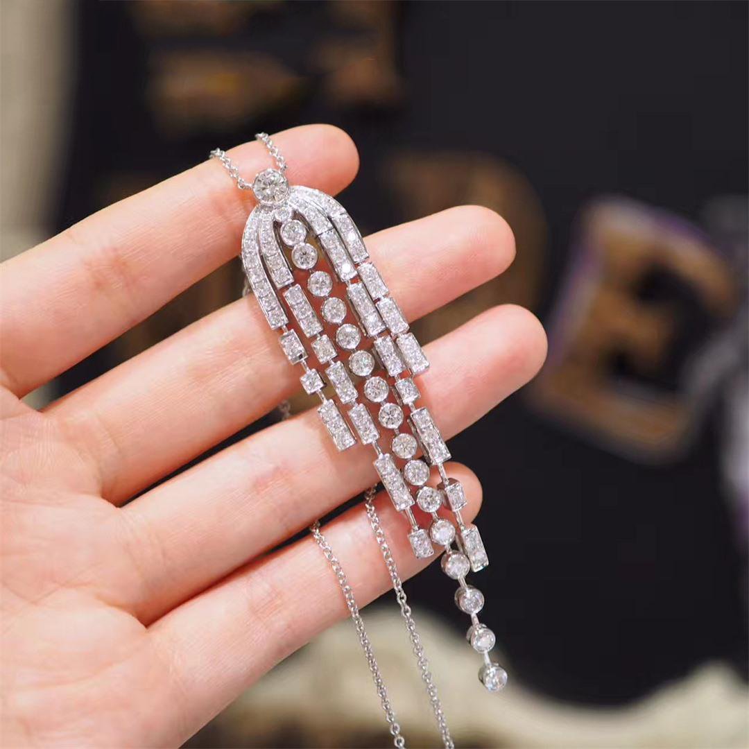 Frange Necklace Silver Diamond