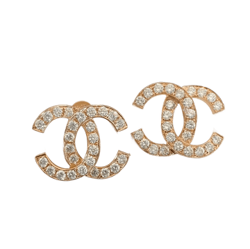 CC Logo Earrings Medium Pink Gold Diamond