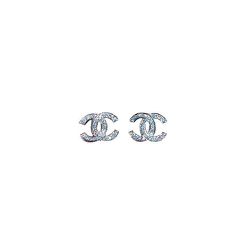 CC Logo Earrings Small Silver Diamond