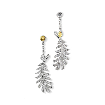 Plume De CC Earrings Silver Diamond