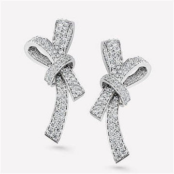 Ruban Earrings Silver Diamond