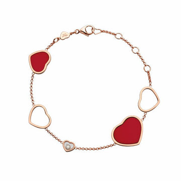 Happy Heart Carnelian Pink Gold Bracelet