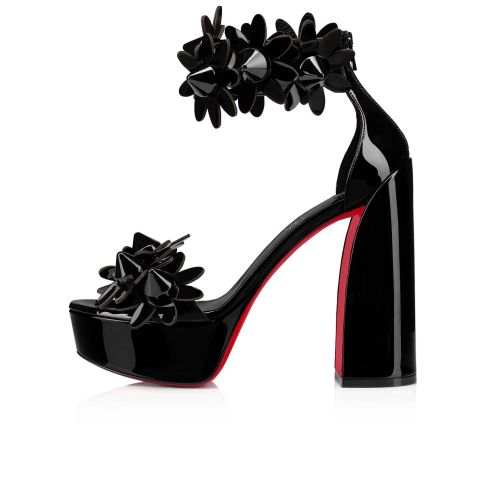 Cl Daisy Spikes Alta Pumps 130MM Patent Calf Leather Black
