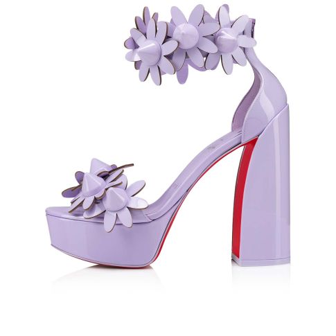 Cl Daisy Spikes Alta Pumps 130MM Patent Calf Leather Lilac Smoke