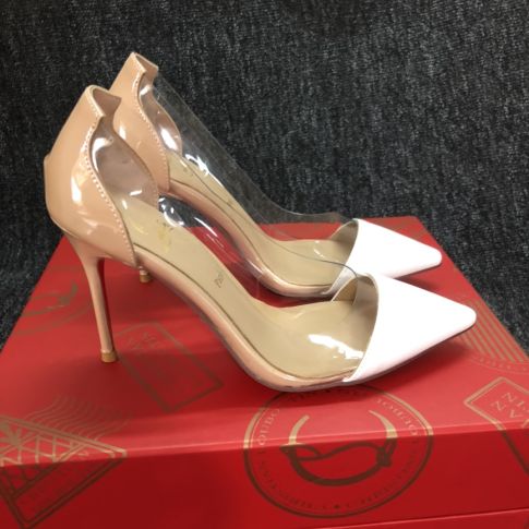 Cl Debout Pumps Leather And Pvc White Nude