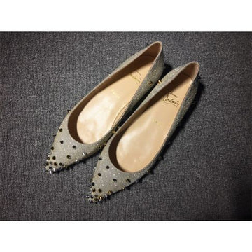 Cl Degraspike Ballet Flats Glitter Fabric Silver